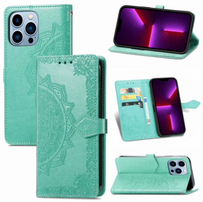 

Cell Phone Cases Suitable for iphone13Mini mobile phone case, flip embossed cover, Apple 12Pro max, 13 airpods wireless bluetooth headphones, Green