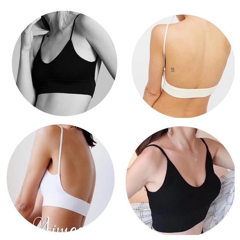 

Bras Open Back Tank Top Brassiere Comfortable Seamless Women Bra Wirefree Underwear No Pad Unlined Lingerie Sexy Backless Bralette, Black