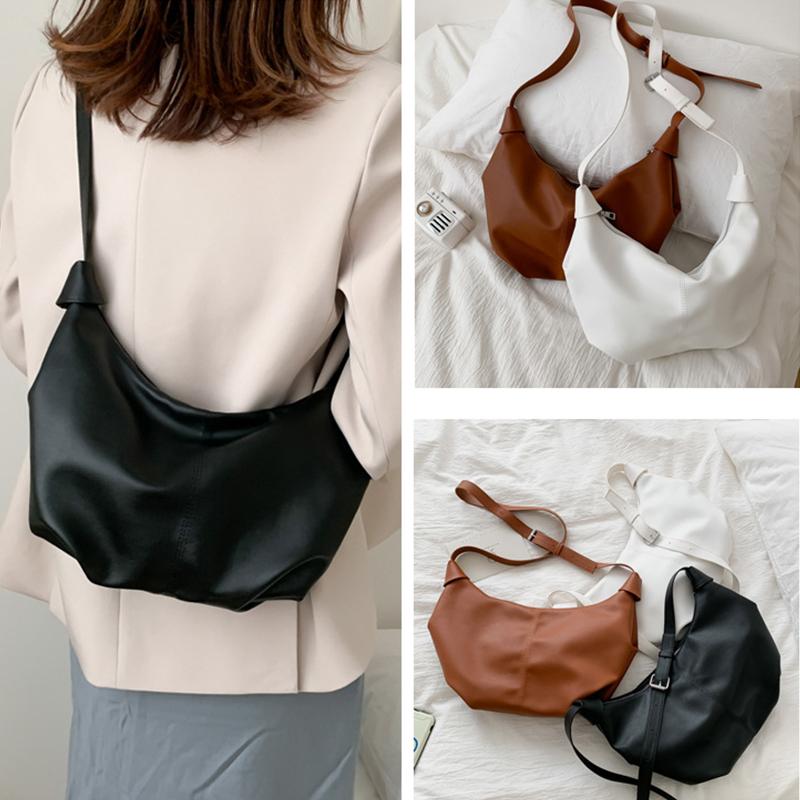 

Women's High-quality Large-capacity Bag Handbag 2021 Fashion All-match PU Dumpling Fold Shoulder Female Diagonal Bags, Black