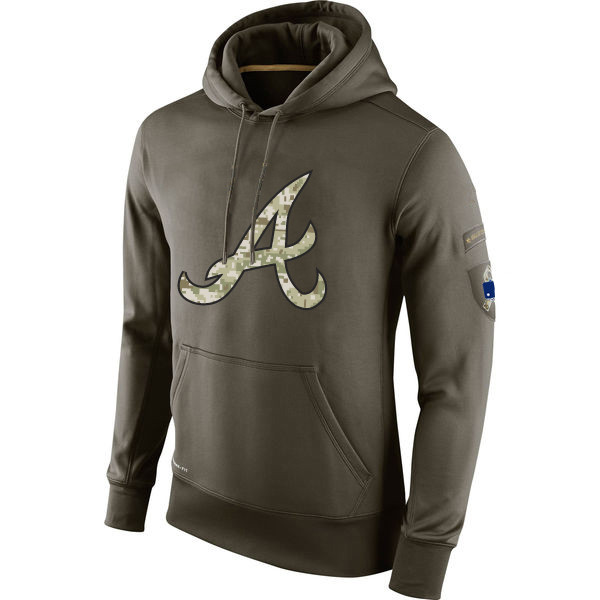 

Atlanta Braves Men Sweatshirt Olive Salute To Service KO Performance Baseball Hoodie, Black