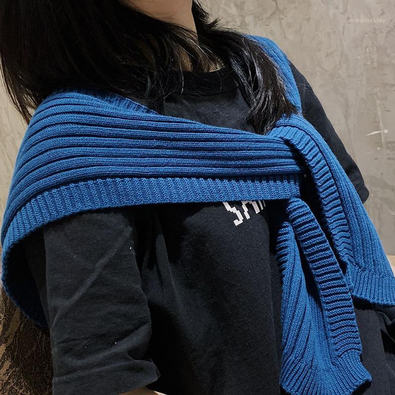

Scarves Spring And Autumn Shoulder Wool Knitted Shawl Outside The Korean Version Of Joker Knotted Scarf Fake Two-piece Neck