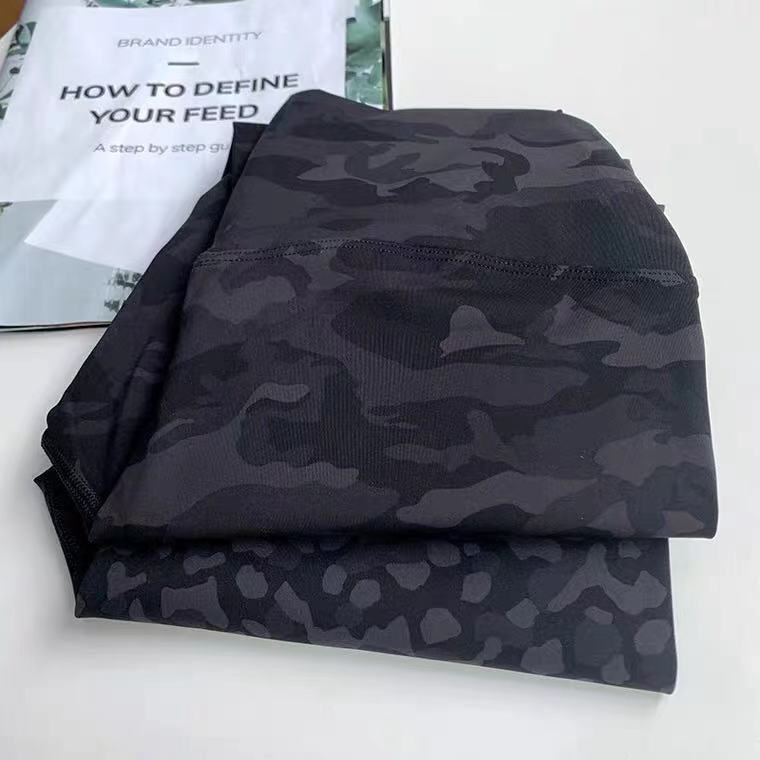 

L-19037 pattern color women pants high waist sports gym wear yoga leggings elastic fitness lady overall 25" women sports pants slim fit good comfortable, Black camo