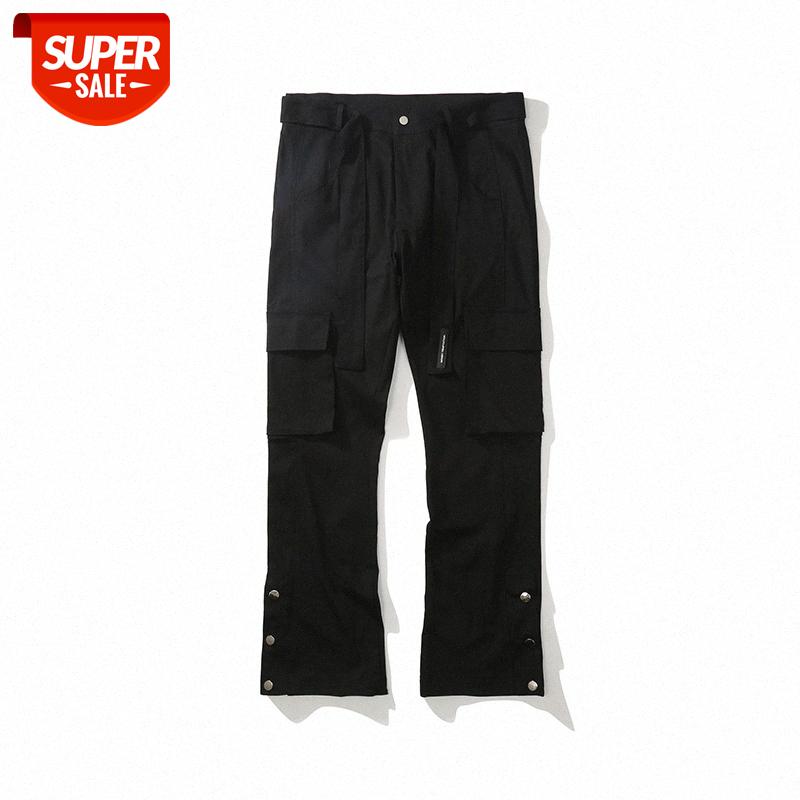 

LawFoo National Men's Wear Multi-pocket Overalls Trousers Loose Casual Pants #uf8y, Black