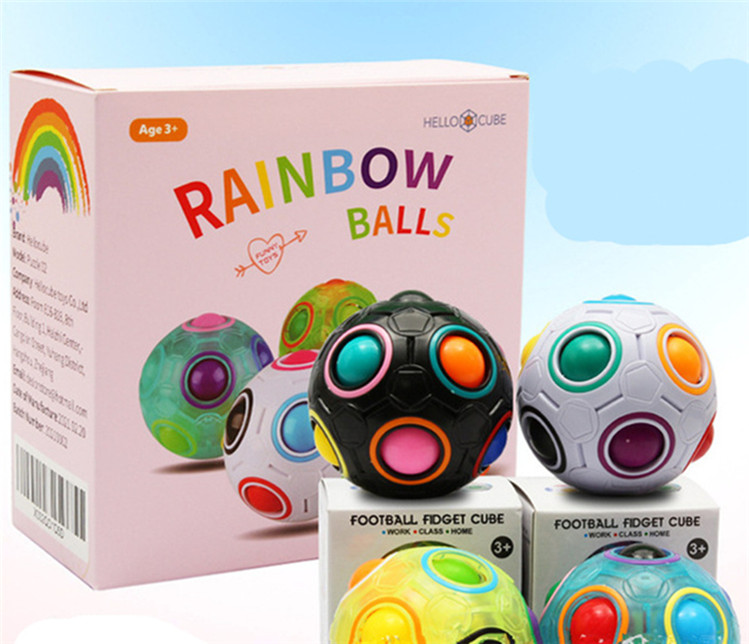 

Rainbow Ball Fidget Cubes Toys Puzzle Magic Balls Stress Relief for Kids Adults Brain Teasers Games