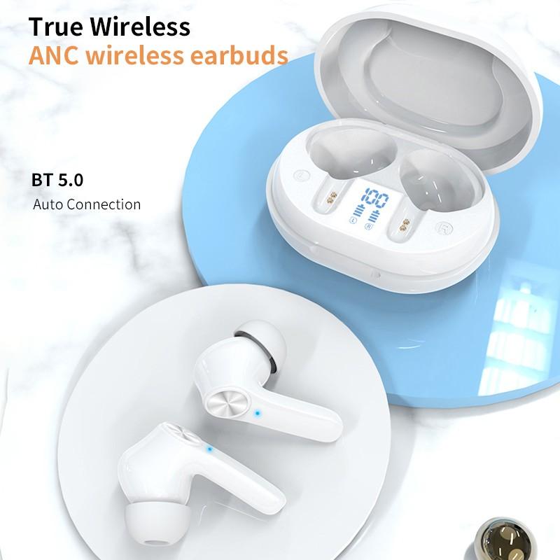 

cell phone earphones d01 anc active noise reduce headset tws 5.0 digital display touch transparent reduction dual modes