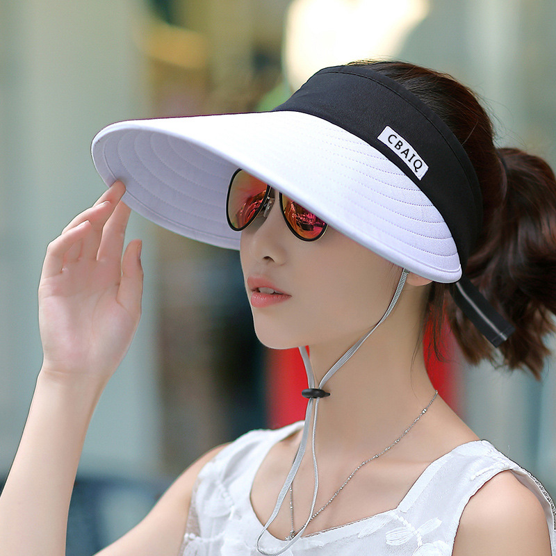 

(Hats & Caps) Korean Style Outdoor Travel Sun Protection Visor Cap Summer Womens Foldable Hat Leisure Cycling, Mz167 white brim