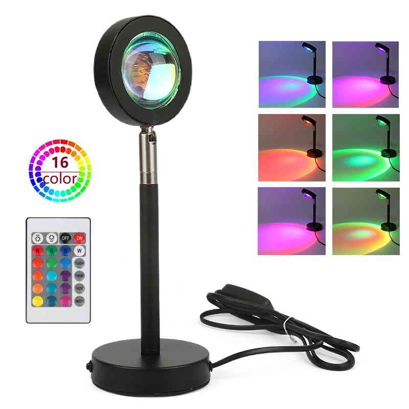 

Remote Control RGB Sunset Projector 16 Colorful Lamp Rainbow Atmosphere Projection Led Night Light For Home Bedroom Decor