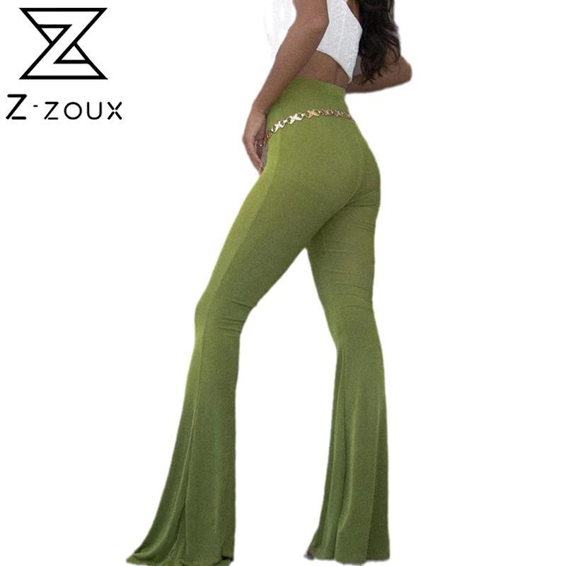 

Women Pants Capris High Waist Flared Retro Hip Trousers Spring Summer Sexy Long Fashion 210524, Green