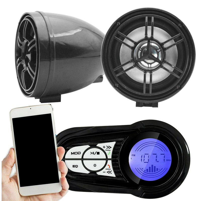 

2021 Motorcycle Audio Subwoofer USB Interface Bluetooth Waterproof FM Electric Car MP3 With Display