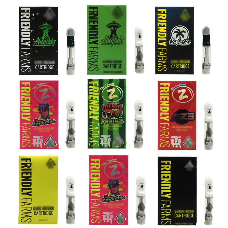

Friendly Farms 0.8ml 1.0ml Empty Atomizers Vape Cartridge 510 Thread Ceramic Coil Thick Oil Tank Carts Conneted Alien Labs With Packaging Boxes