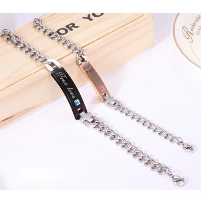 

Charm Bracelets Elegant TRUE LOVE Titanium Steel Pulseras For Male And Female Stylish Crystal Bracelet1
