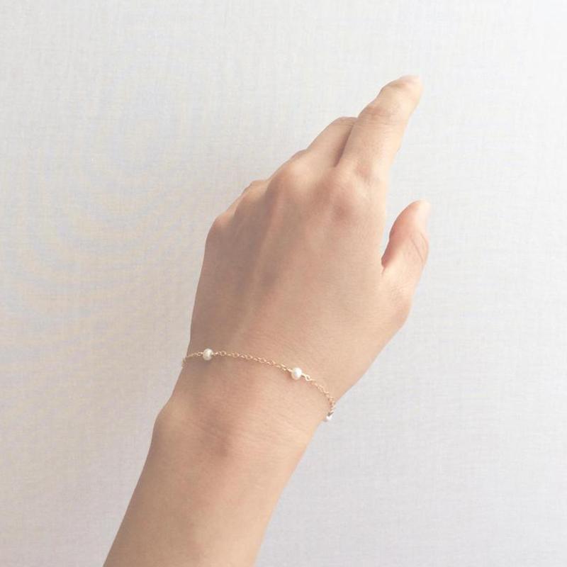 

Link, Chain Pearl Bracelets, Freshwater Layered Real Delicate Ladies Gift