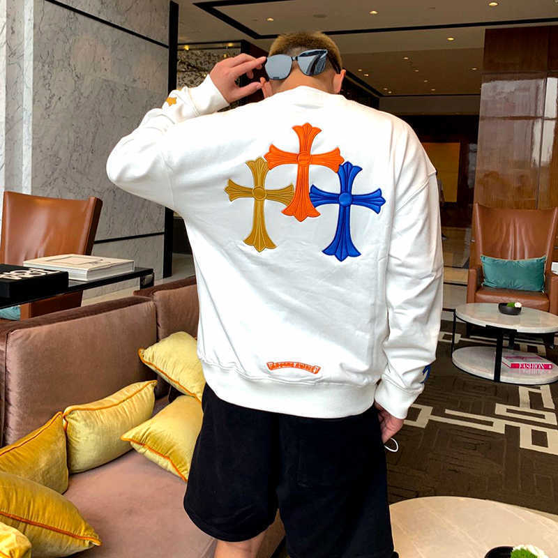 

Factory Factory 2021 Chao brand ch crosin embroidery Leather Cross Sanskrit sweater for men and women, Black