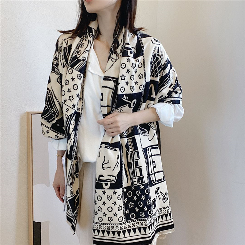 

Scarf Lady New style Imitation cashmere European and American tassels double-sided thickened warm air conditioner in autumn and winter Shawl
