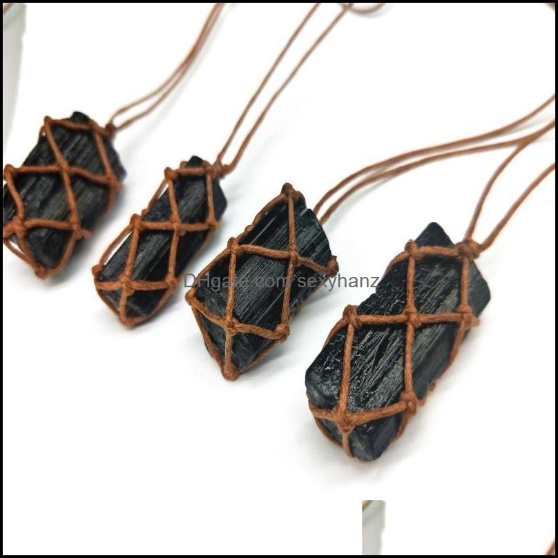 

& Pendants Pendant Necklaces Fashion Women Faux Tourmaline Stone Woven Rope Necklace Positive Energy Jewelry Drop Delivery 2021 Jydkm