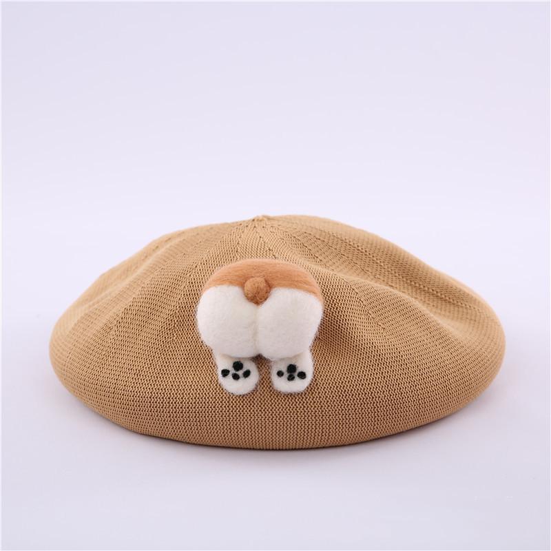 

Berets Spring Summer Women Linen Beret Cartoon Fashion Casual Hat 2021 Handmade Breathable, Blue;gray