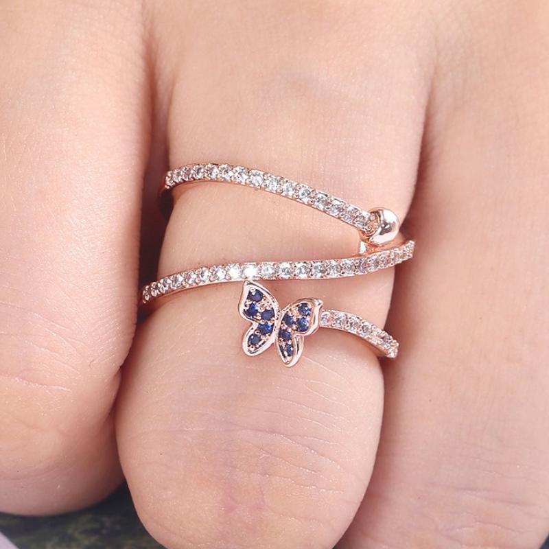 

Wedding Rings CAOSHI Trendy Butterfly Shaped For Women Rose Gold Color Inlaid Shine Cubic Zirconia Exquisite Engagement Party Jewelry