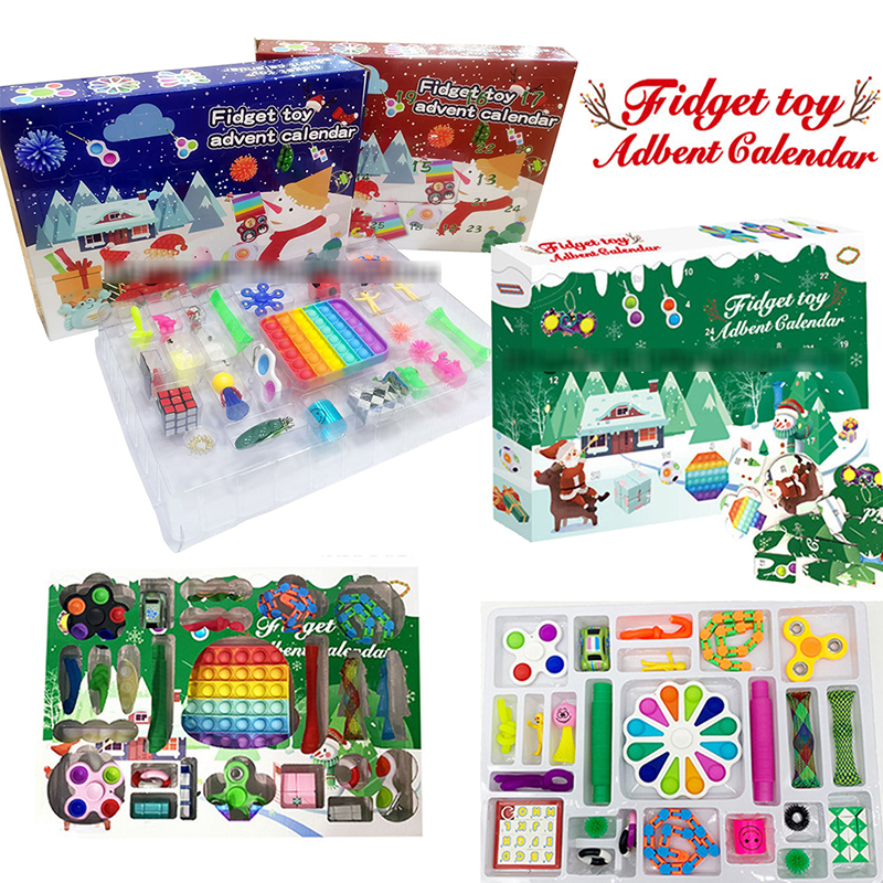 

Christmas Fidget Toys Advent Calendar Blind Box for Girls Boys Kids Adults Decompression Toy Surprise Relief Stress Count Down Holiday Party Customize Gifts 24PCS
