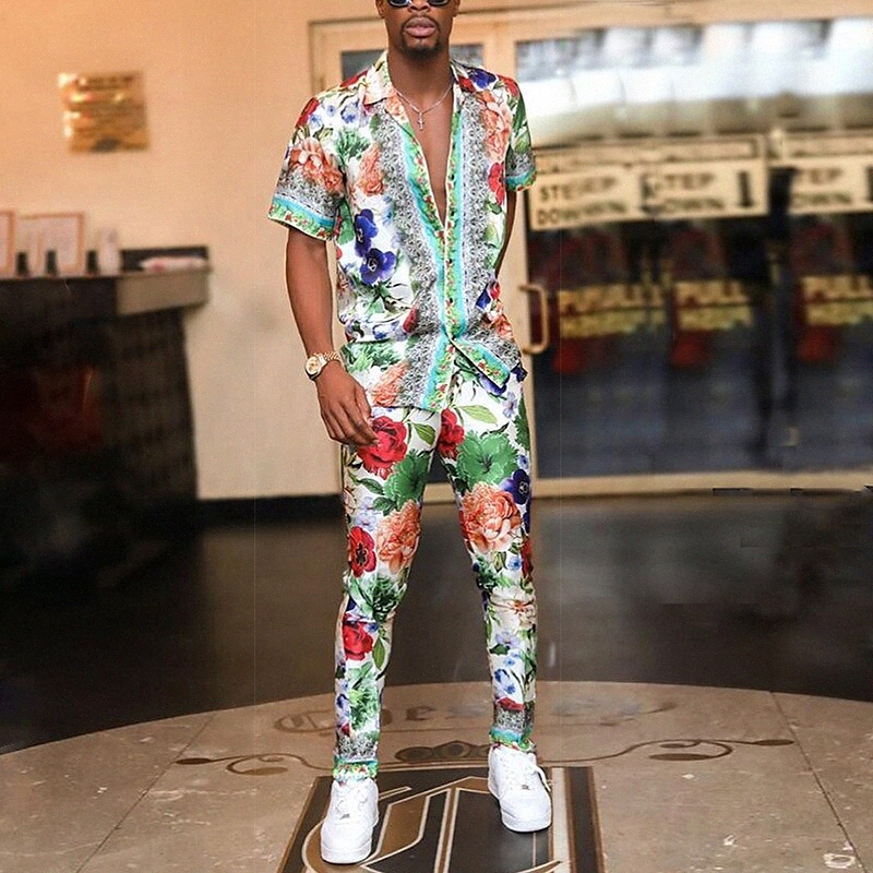 Chemise pour hommes Chemise Collier Floral Home Street Bouton Down imprimé à manches courtes Tops Casual Fashion Confortable Vert / Sports R9Si #