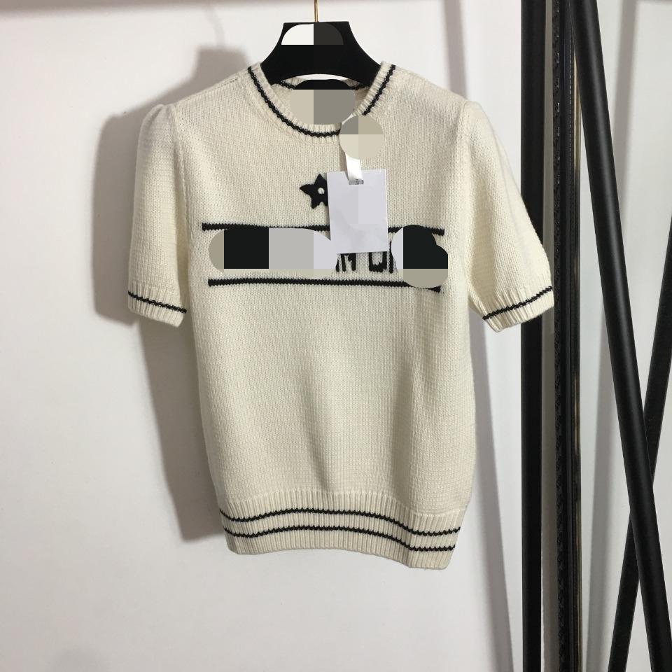 

909 2021 Runway Autumn Brand SAme Style Sweater Cashmere Blend Short Sleeve Crew Neck Fashion Womens Clothes High Quality Womens meiyi, Customize