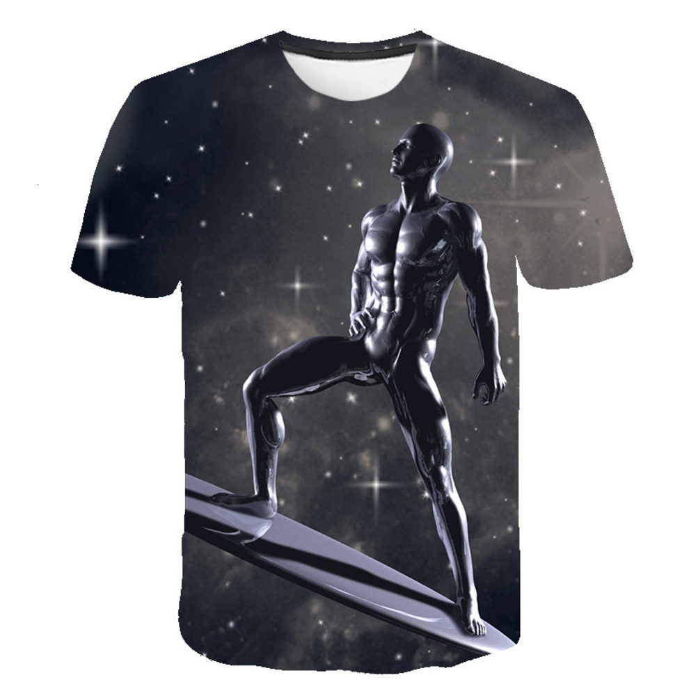 

summer personalized pattern printed 3D t-shirt men's trend round neck short sleeve top, White;black