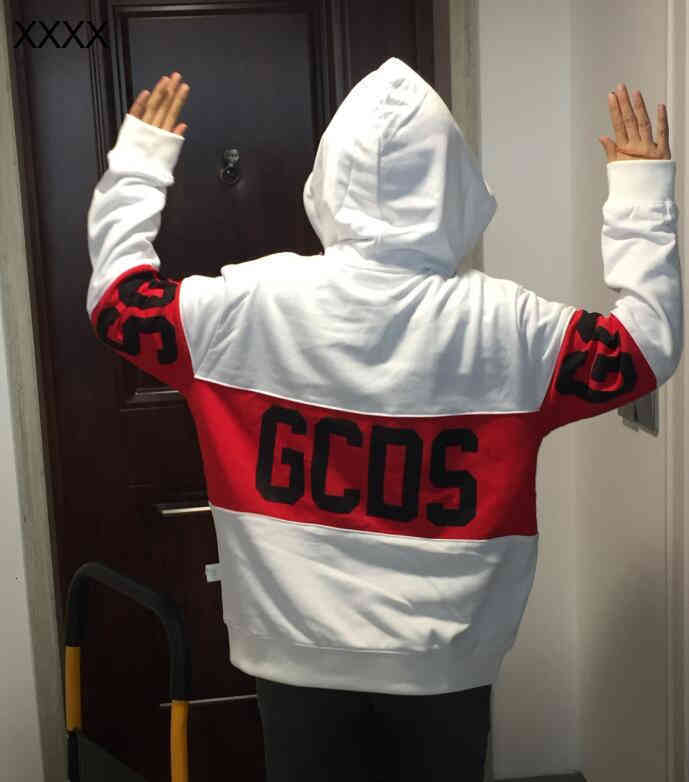 

Fashion Autumn winter stars same GCDS black red letters Hoodies contrast color stitching round neck loose men and women couple sweater xwl, White