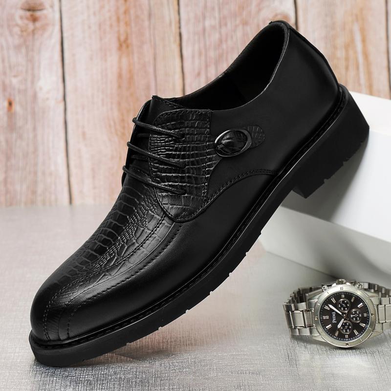 

Dress Shoes Men 2021 Leather Bussiness Formal Zapatos Hombre Wedding Indestructible Single Masculino Footwear, Black