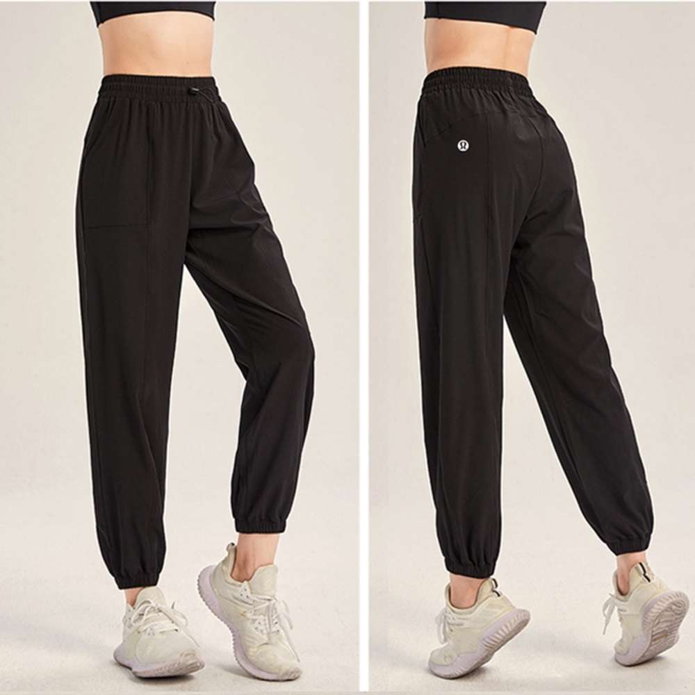 

New women's Yoga Pants Lulu loose legged fitness elastic waist sports pants, Gray