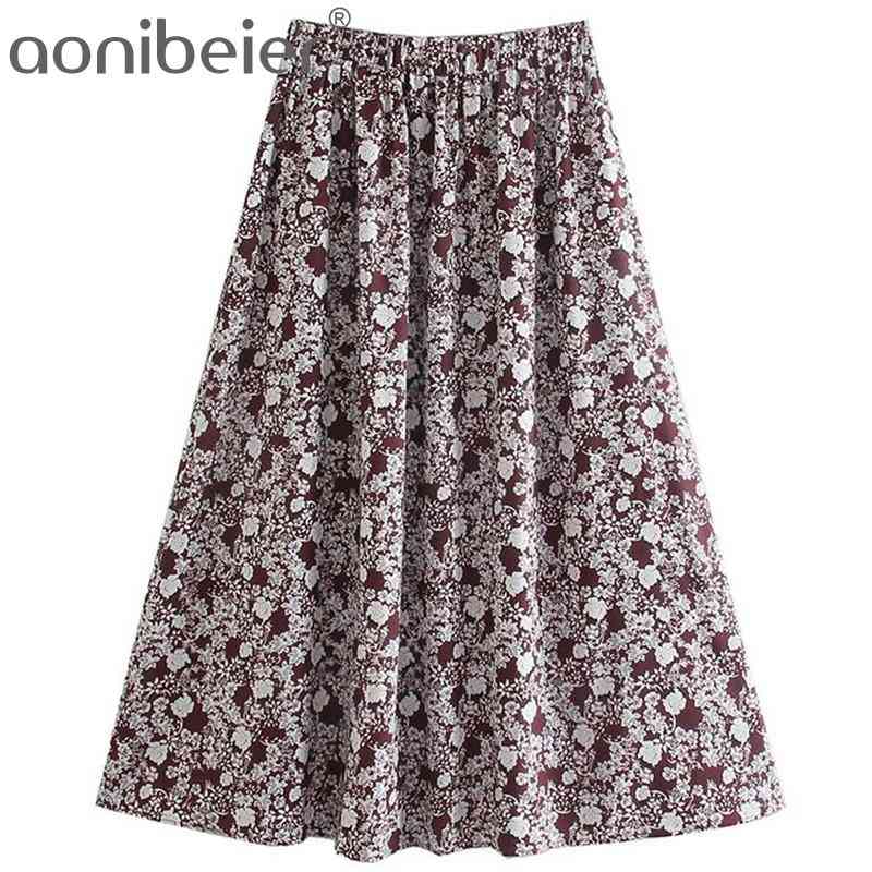 

Fashion Floral Print Casual Beach Long Maxi Skirt Summer Elastic High Waist A-Line Swing for Women Jupe Femme 210604, Tops