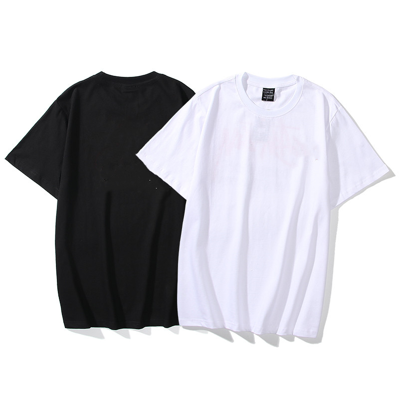 

Men's and women's classic crewneck printed matching T shirt summer loose casual hip hop short sleeves, White