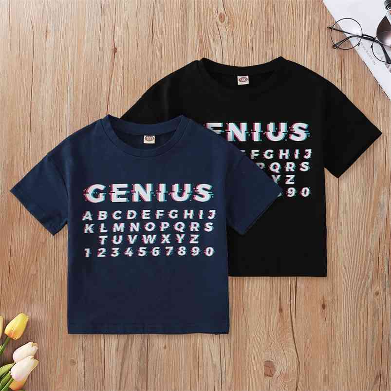

Summer Children Casual Cotton Short Sleeve O Neck Letter Number Cute Baby Girl T-shirt 3-10T 210629, Blue