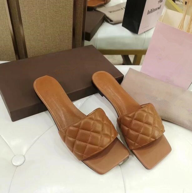 

2021 Europe and America fashion matte checked lady slippers, with a unique square open toe wearing comfortable sexy summer slippers, Color no.6