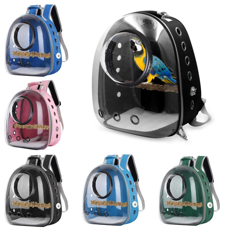 

Pet Parrot Travel Backpack Bird Carrier Bag Outdoor Transparent Breathable Cage Cages