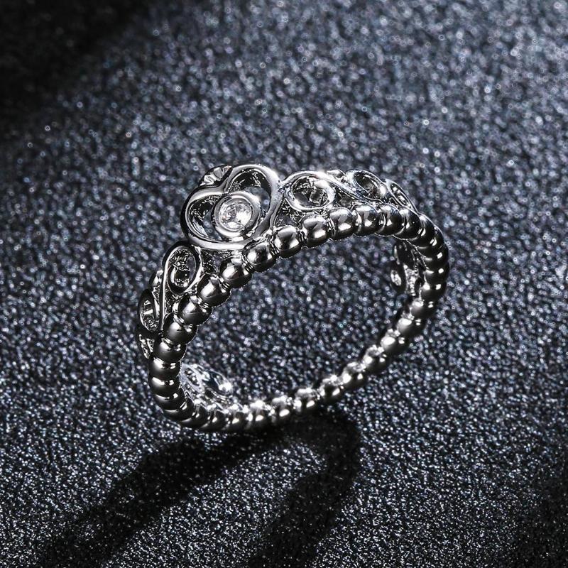 

Wedding Rings Heart-shape Crown Zircon Crystal Ring Valentine's Day Gift Love Elegant Princess Tiara Charm Fashion Jewelry