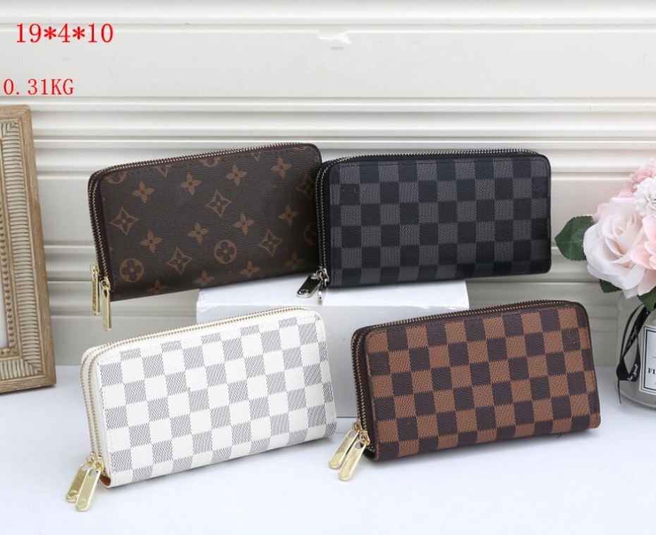 

LVLOUISVITTON Double zipper wallet with the most fashionable business card and coin for men's leather bag card holder, Red;black