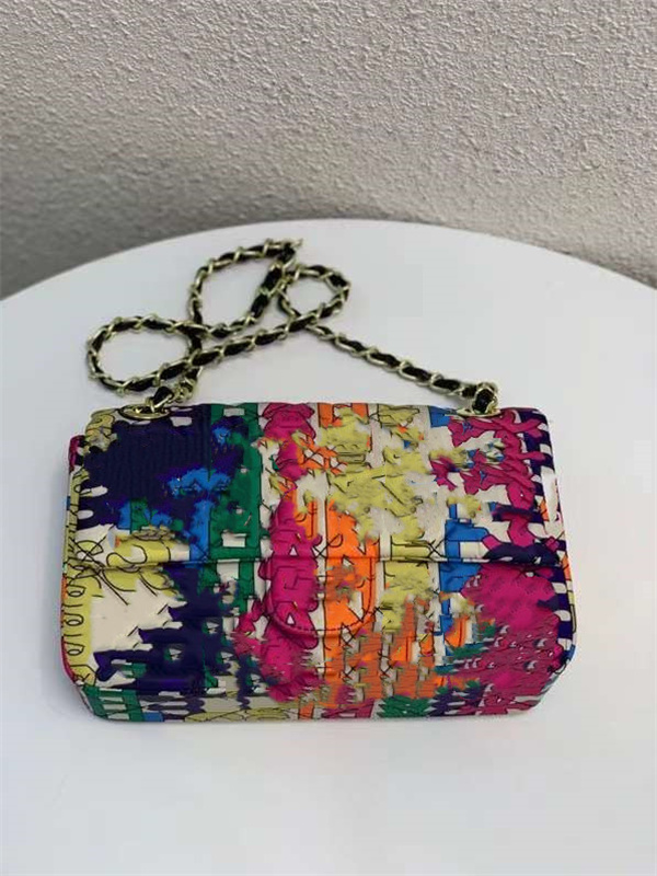 

2021 New Colorful Chain Rainbow Box Bag Single nylon Handbag Shoulder Bags Slant Span High Quality Women