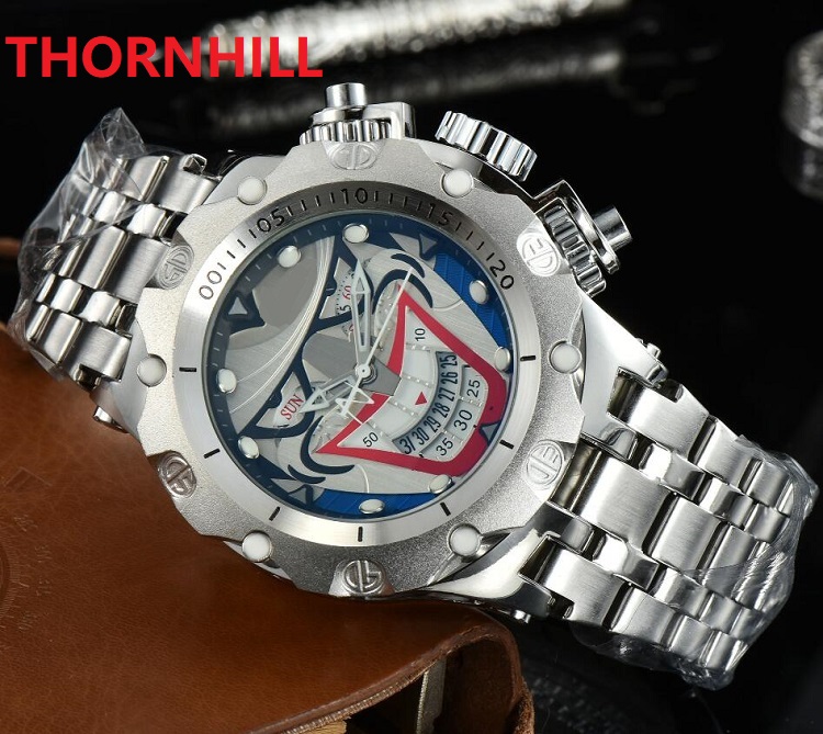 

Comics Joker Men Wirstwatch 54mm Large Dial Luxury Watches Reloj De Hombre Japan Quartz movement Mens Sports Full Stainless Steel Watch Bracelet, As pic