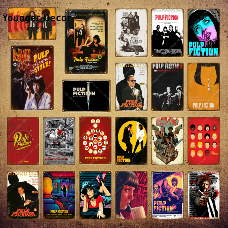 

Classic Movie Poster Pulp Fiction Wall Sticker Vintage Metal Signs Bar Pub Cafe Home Room Decor Iron Art Painting Plaque YI-090