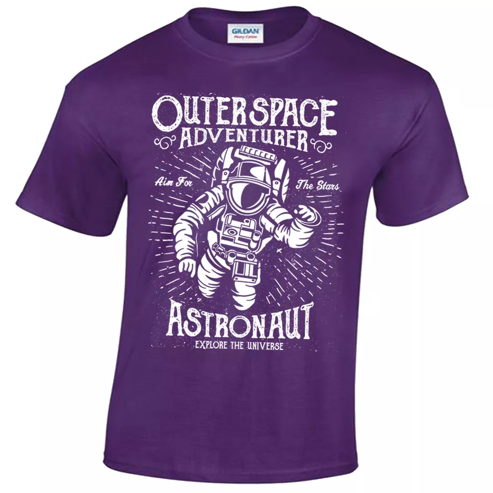 

Astronaut T-Shirt S-5XL Mens Retro Fallout Motivational Adventurer OUTERSPACE, White;black