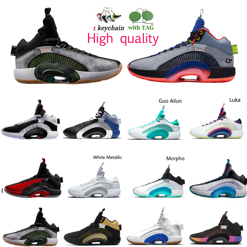 

Center Of Gravity Boots basketball shoes Jumpman 35 35s Luka Sepia Stone DNA Fragment Design Black Warrior White Metallic men sneaker