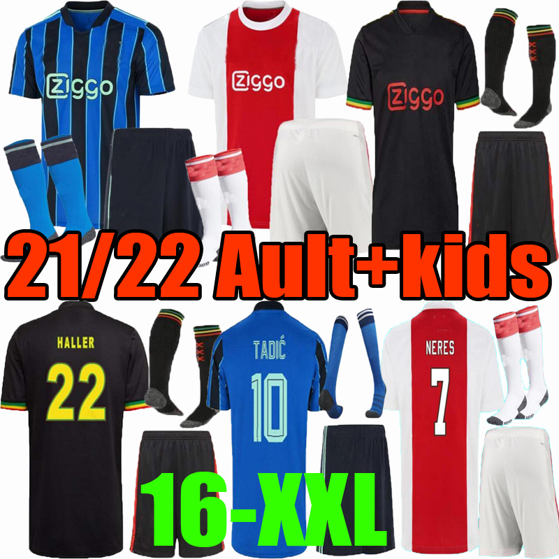 

Adult  kits 21 22 TADIC BERGHUIS GRAVENBERCH Soccer Jersey set Amsterdam KUDUS BLIND PROMES HALLER NERES CRUYFF KLAASSEN 2021 2022 AJAXEs football shirt sets, 2021 away