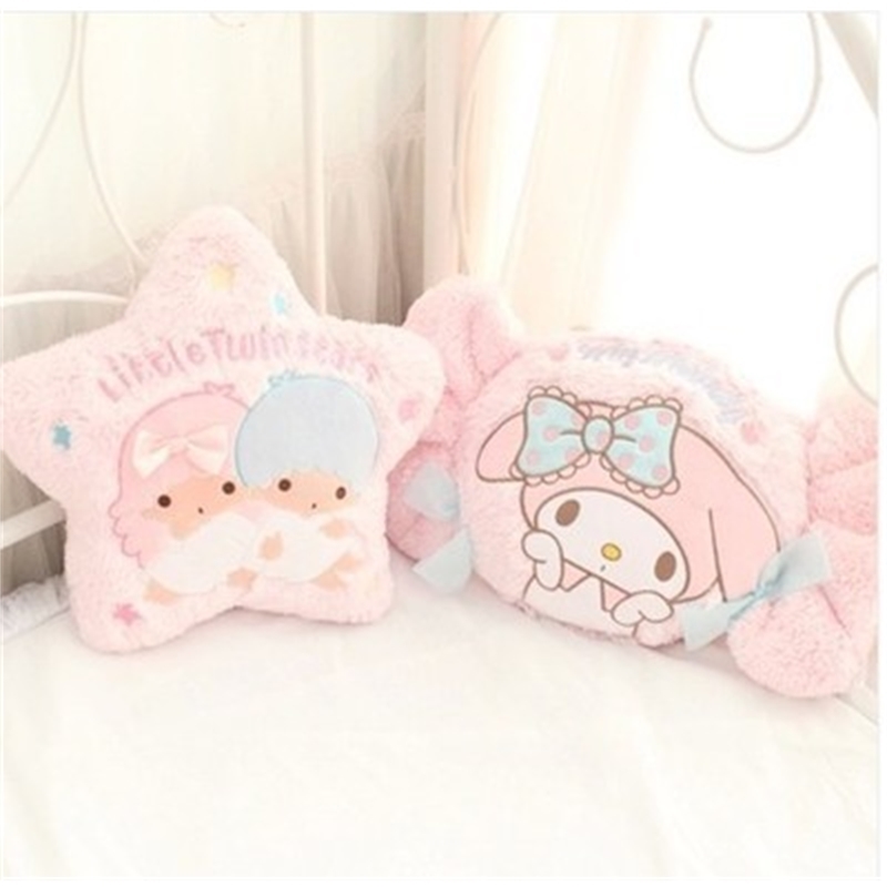 

Kawaii Cartoon Pillow My Melody Candy Little Twin Star Shape Plush Soft Back Cushion Creative Sofa Bed Decoration Stuffed Dolls MX200716, Star pillow 37cm
