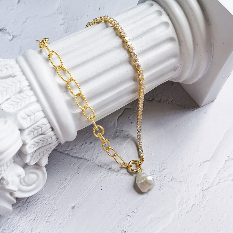 

Amaiyllis S925 Sterling Silver Baroque Pearl Necklace Handmade Choker Boho Collier Female Light Luxury Clavicle Chain Neckalce