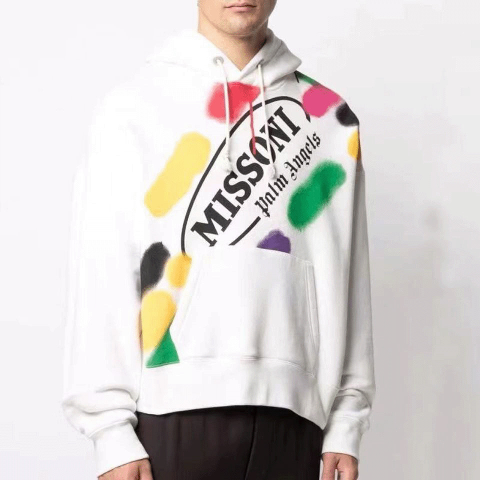 

Designer high street trend new 21ss graffiti letter print Angel loose men's and women's fashion PA Hoodie, Black