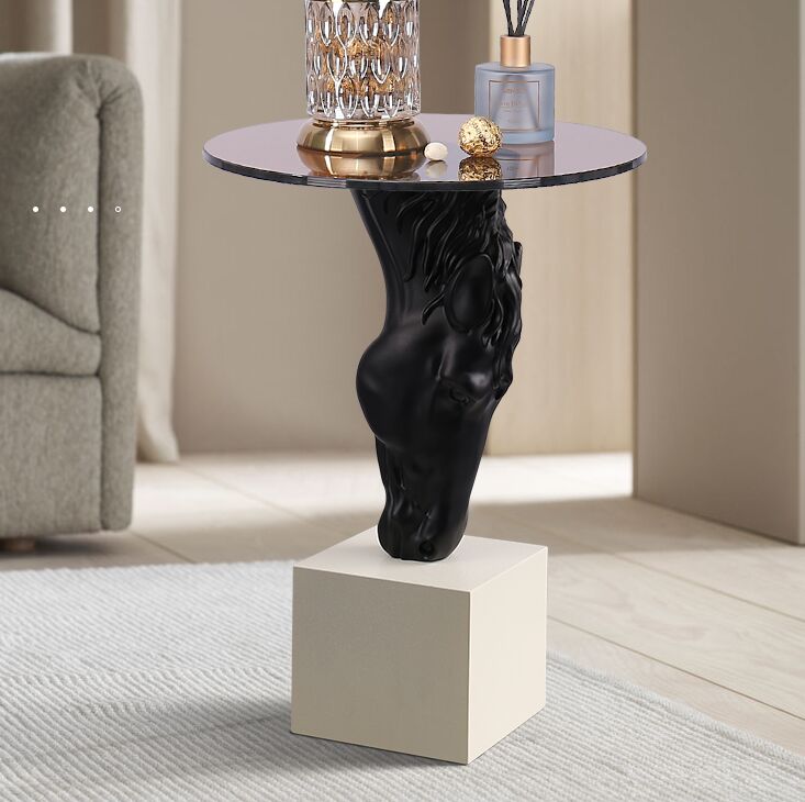 

Creative Home Furnishing Hotel Figurines iving Room Floor Decorations Drinking Water Horse Head Statue Storage Small Table Ornament