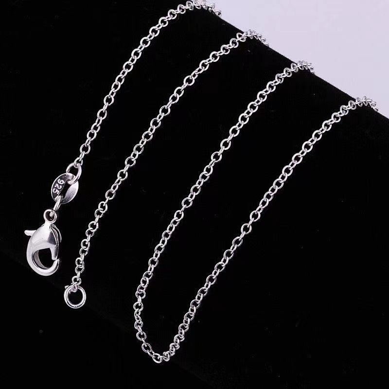 

2mm 925 Sterling Silver Link Chains Jewelry Fashion Women Man Men DIY Rolo O Chain Necklace Findings Fit Pendant with Lobster Clasps 24Inches