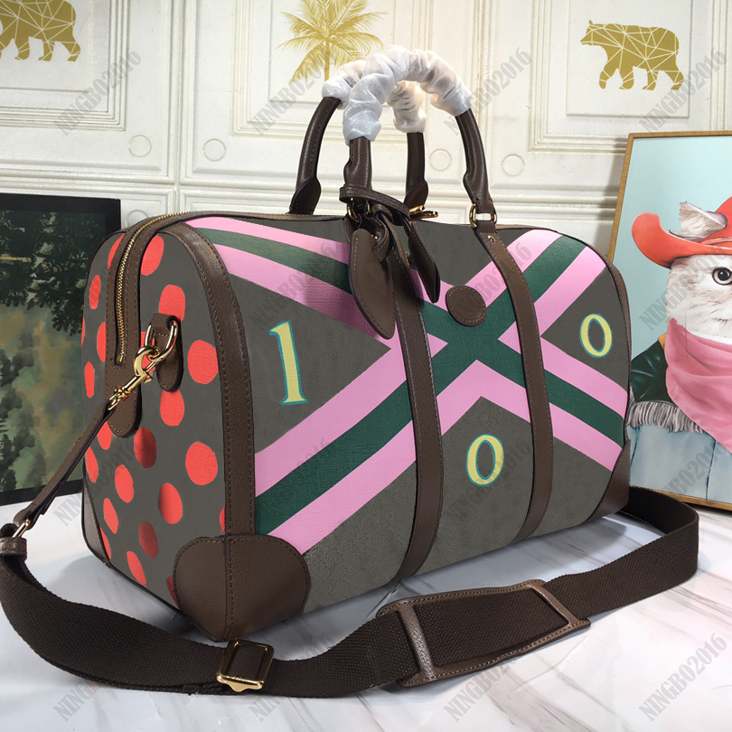

bags High quality Duffel bag Women Travel Tote Men Handbags geometric high-end Canvas leather outdoor sports Bags large capacity versatile trend Suitcase Luggage, Brown