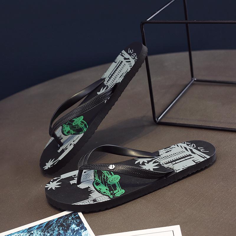 

Slippers Whoholl 2021 Summer Graffiti Print Men Shoes Flip Flops Slipers Male Hip Hop Street Beach Casual Flip-flops 45, Black