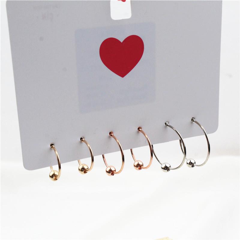 

Hoop & Huggie Mixed Color Electroplate Small Ear Ring Set Simple Student