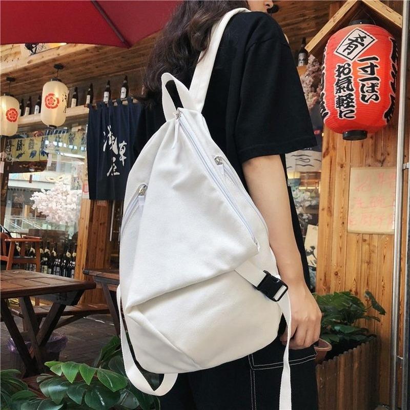 

Backpack 2021 Solid Color Schoolbag Canvas Travel Small, Black